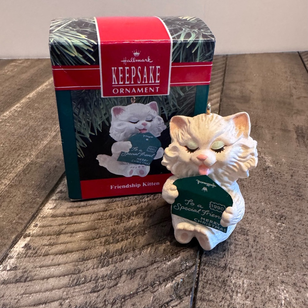 Vintage 90s Friendship Kitten Hallmark Keepsake Christmas Ornament